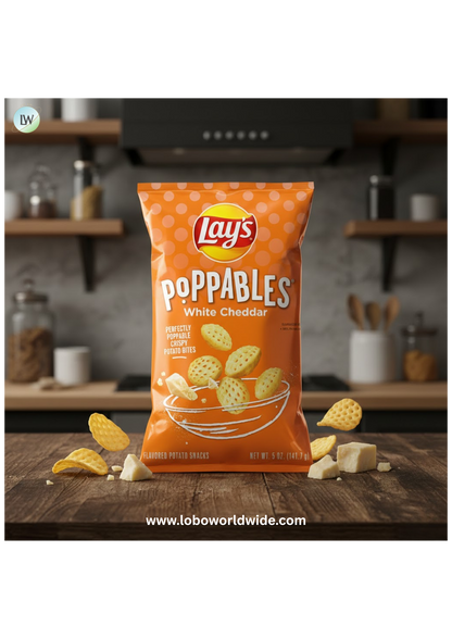 Lay's Poppables White Cheddar Flavored Potato Snack Chips, 5 Oz Bag