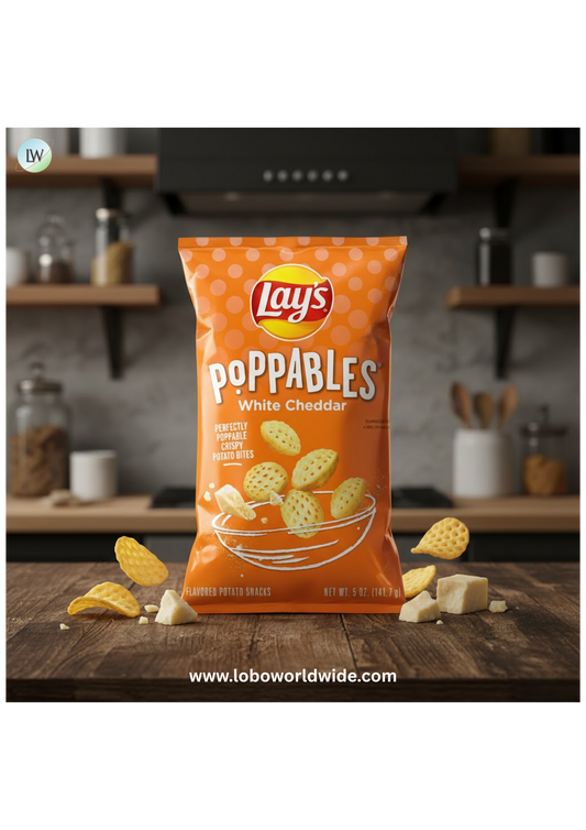 Lay's Poppables White Cheddar Flavored Potato Snack Chips, 5 Oz Bag