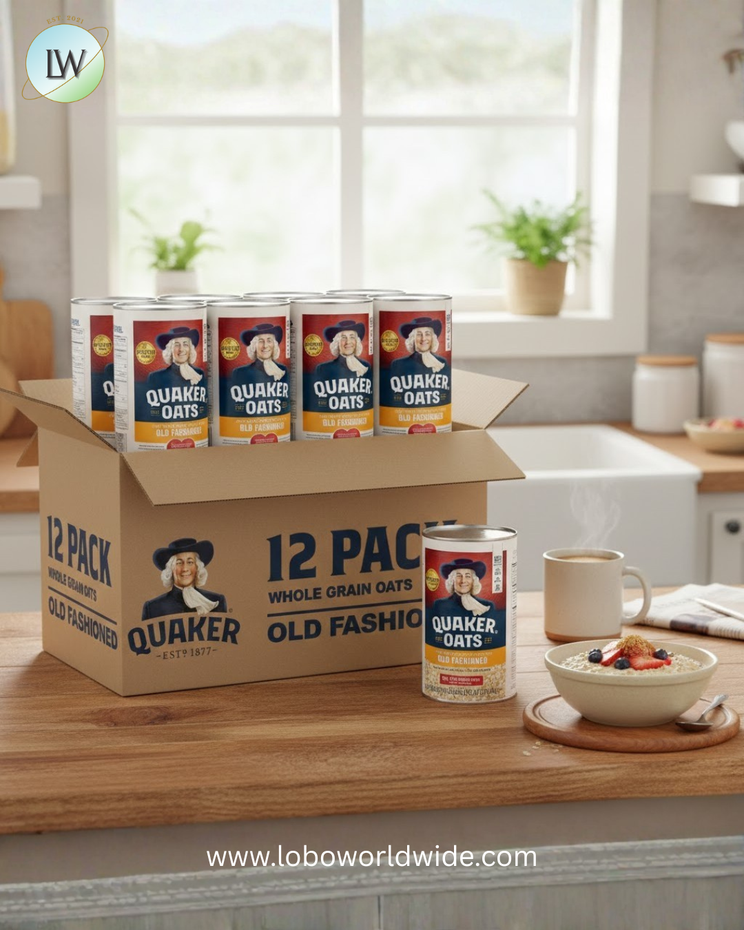 Quaker Old Fashioned Instant Whole Grain Oatmeal, 42 oz Canister Dry Oats