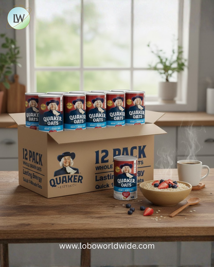 Quaker, Quick 1 Minute Oats, Oatmeal, Quick Cook Oatmeal, 42 oz Canister Dry Oats