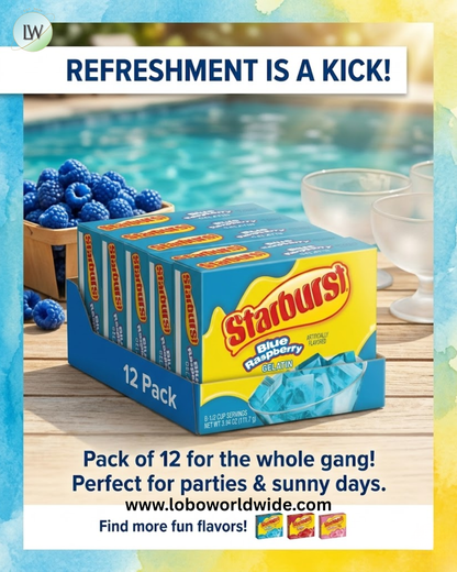 (2 pack) Starburst Gelatin Dessert Mix, Fat-free, 6 Servings, 3.93 oz Cardboard Box