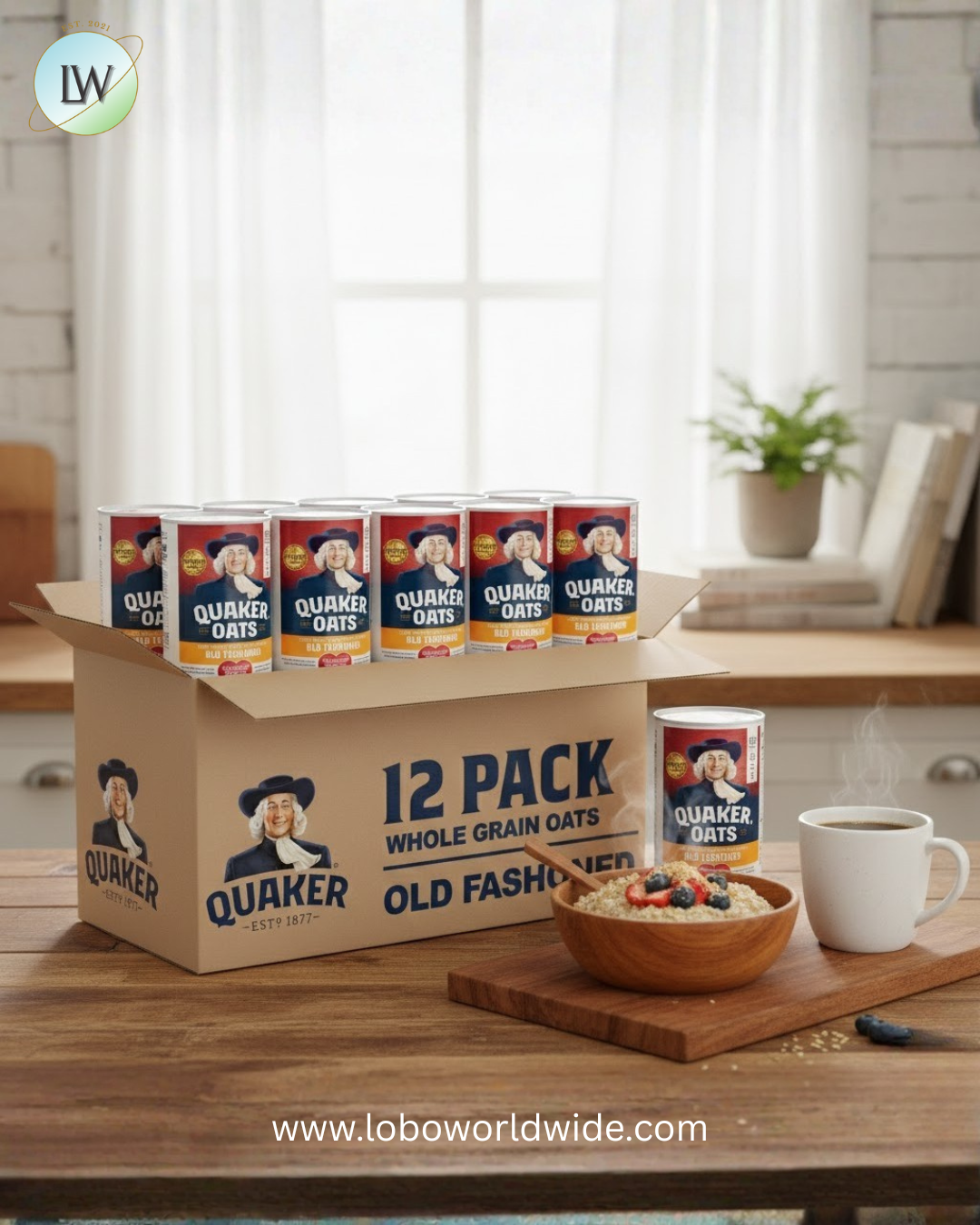 (12 pack) Quaker Whole Grain Oats Quick 1-Minute Instant Oats 18 oz