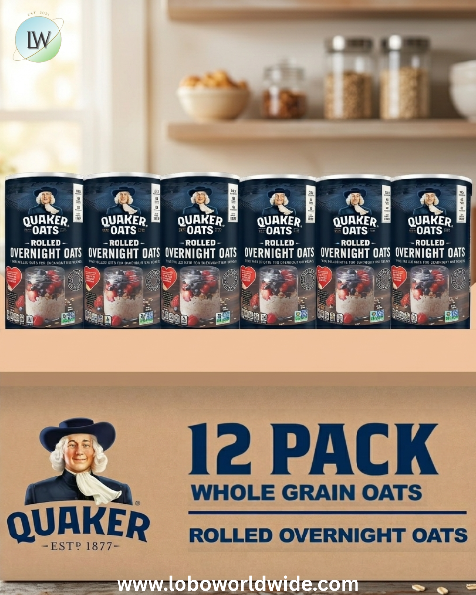 (12 pack) Quaker, Rolled Overnight Oats, Oatmeal, 19 oz