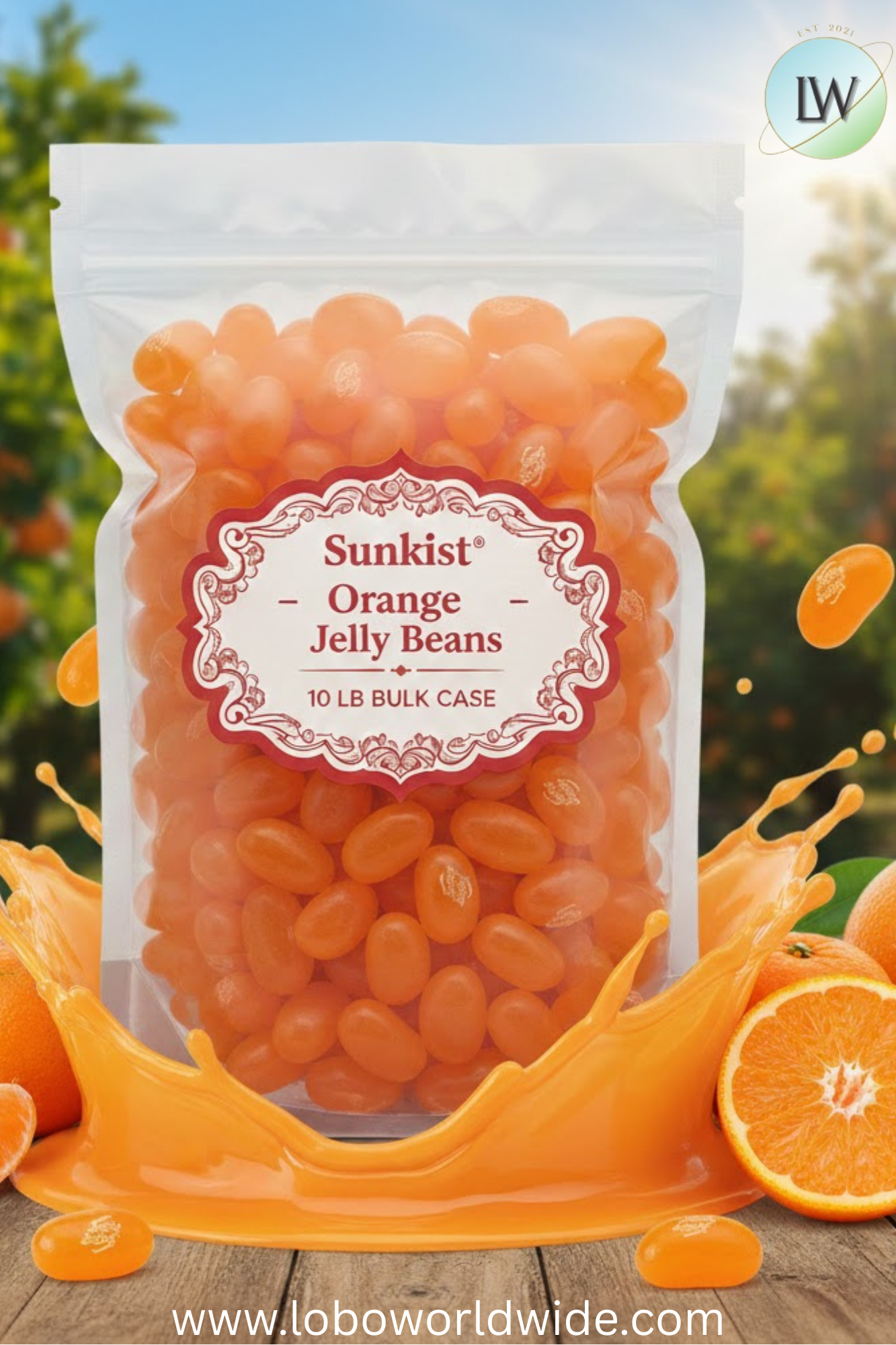 Sunkist® Orange Jelly Beans - 10 lbs bulk
