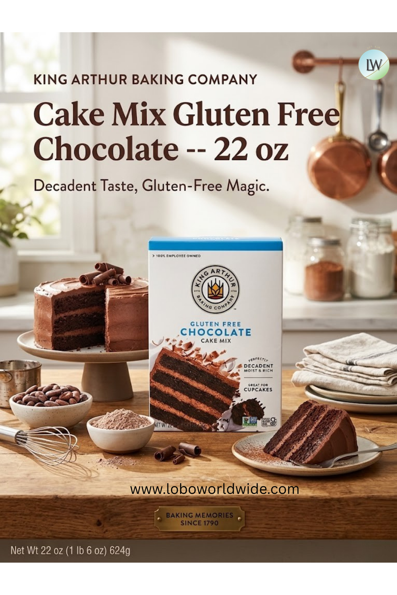 King Arthur Cake Mix Gluten Free Chocolate 22oz