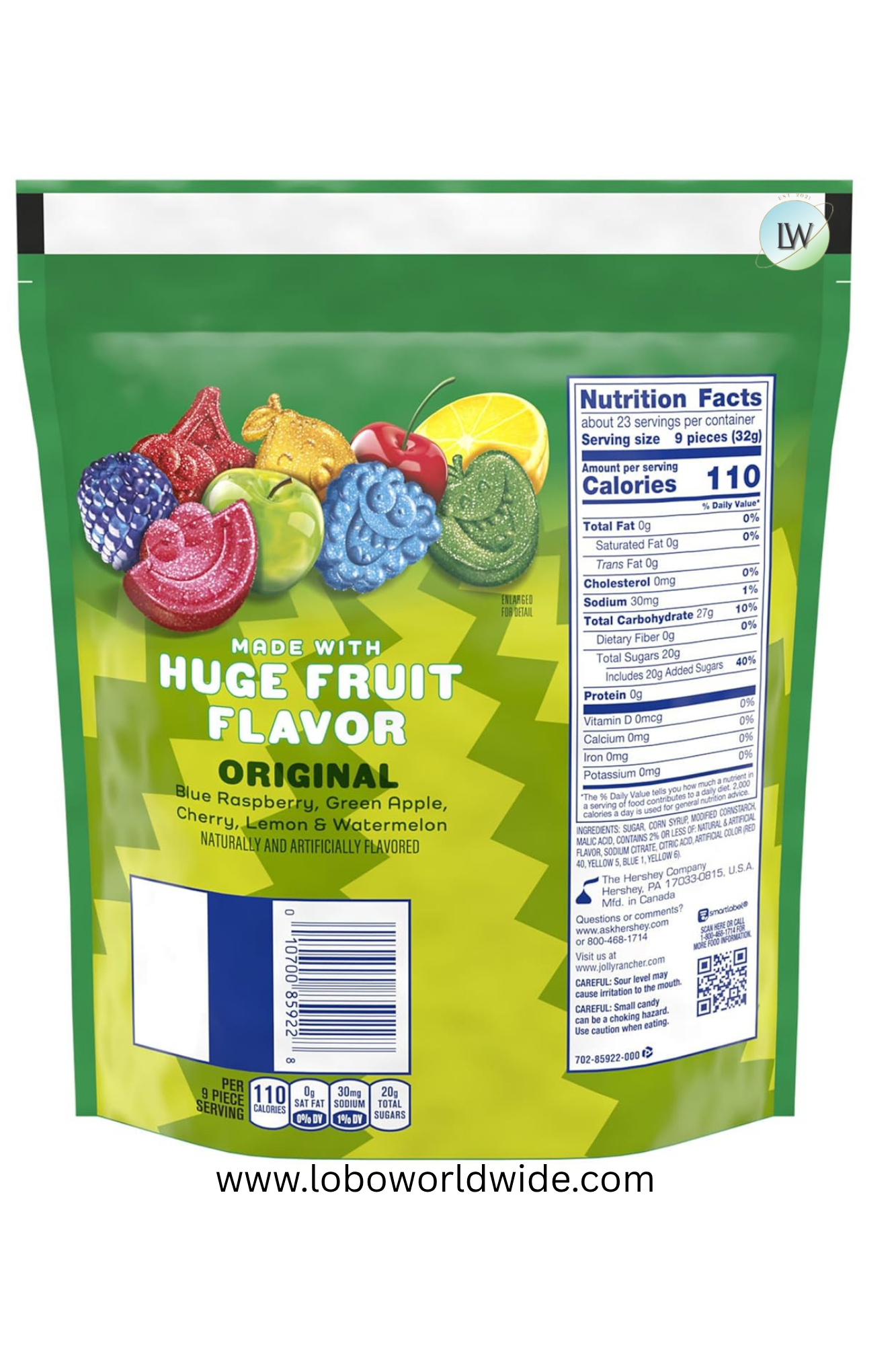 JOLLY RANCHER Sour Gummies Assorted Fruit Flavored Candy Resealable Bag, 25.5 oz