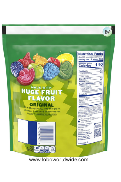 JOLLY RANCHER Sour Gummies Assorted Fruit Flavored Candy Resealable Bag, 25.5 oz