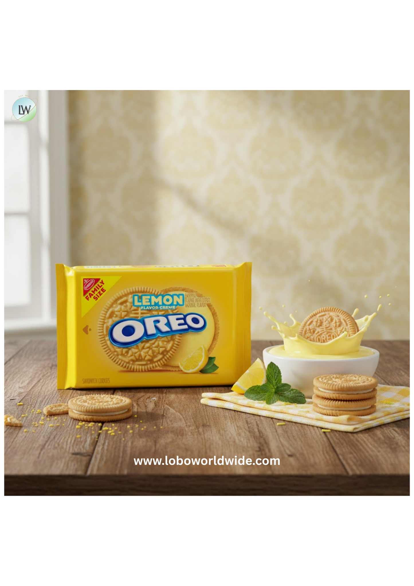 OREO Lemon Creme Sandwich Cookies, Family Size, 18.71 oz