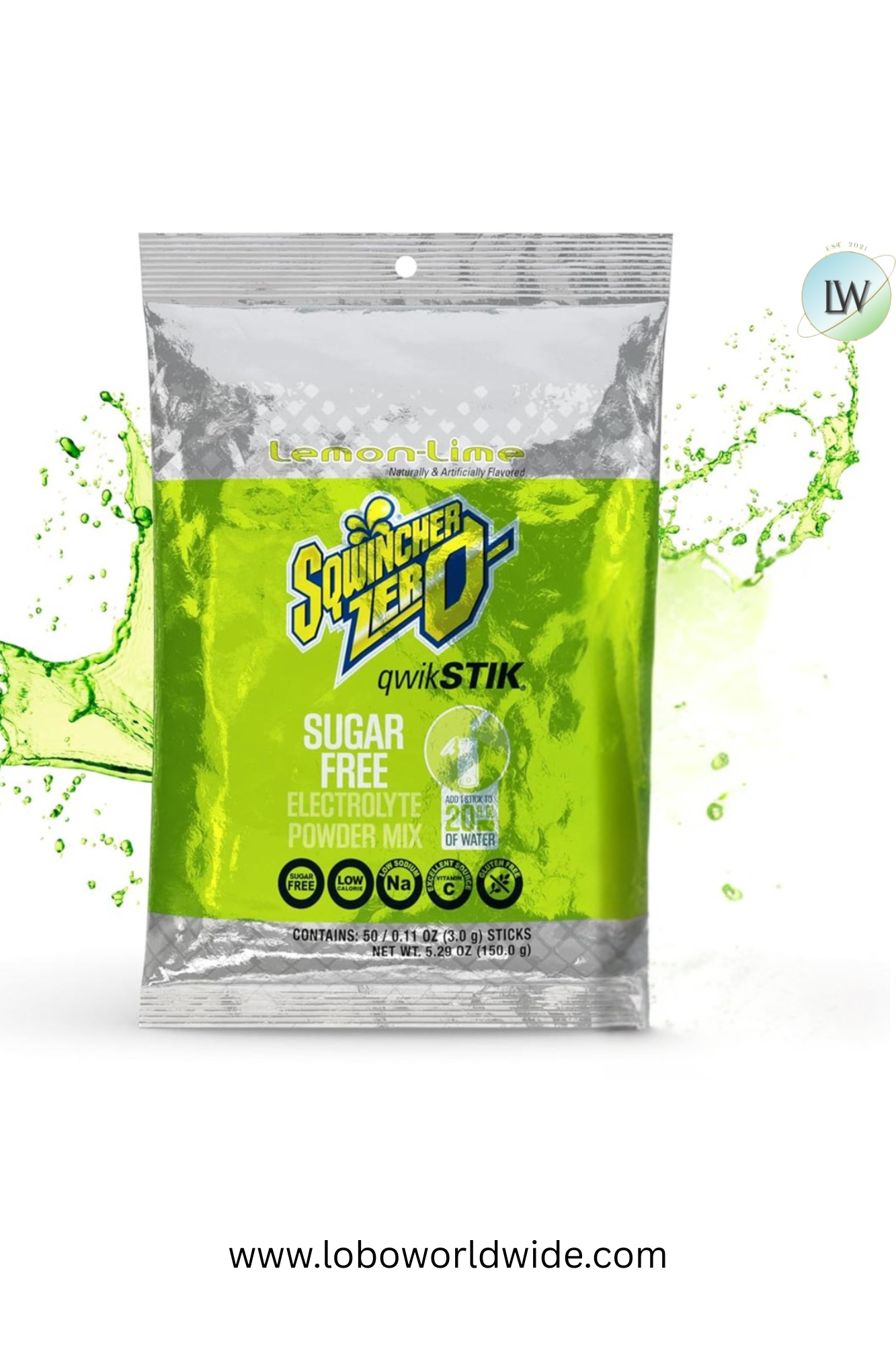 Sqwincher Qwik Stik ZERO Sugar, 0.11 oz, Pack, Yields 20 oz,100pk(Various Flavours)