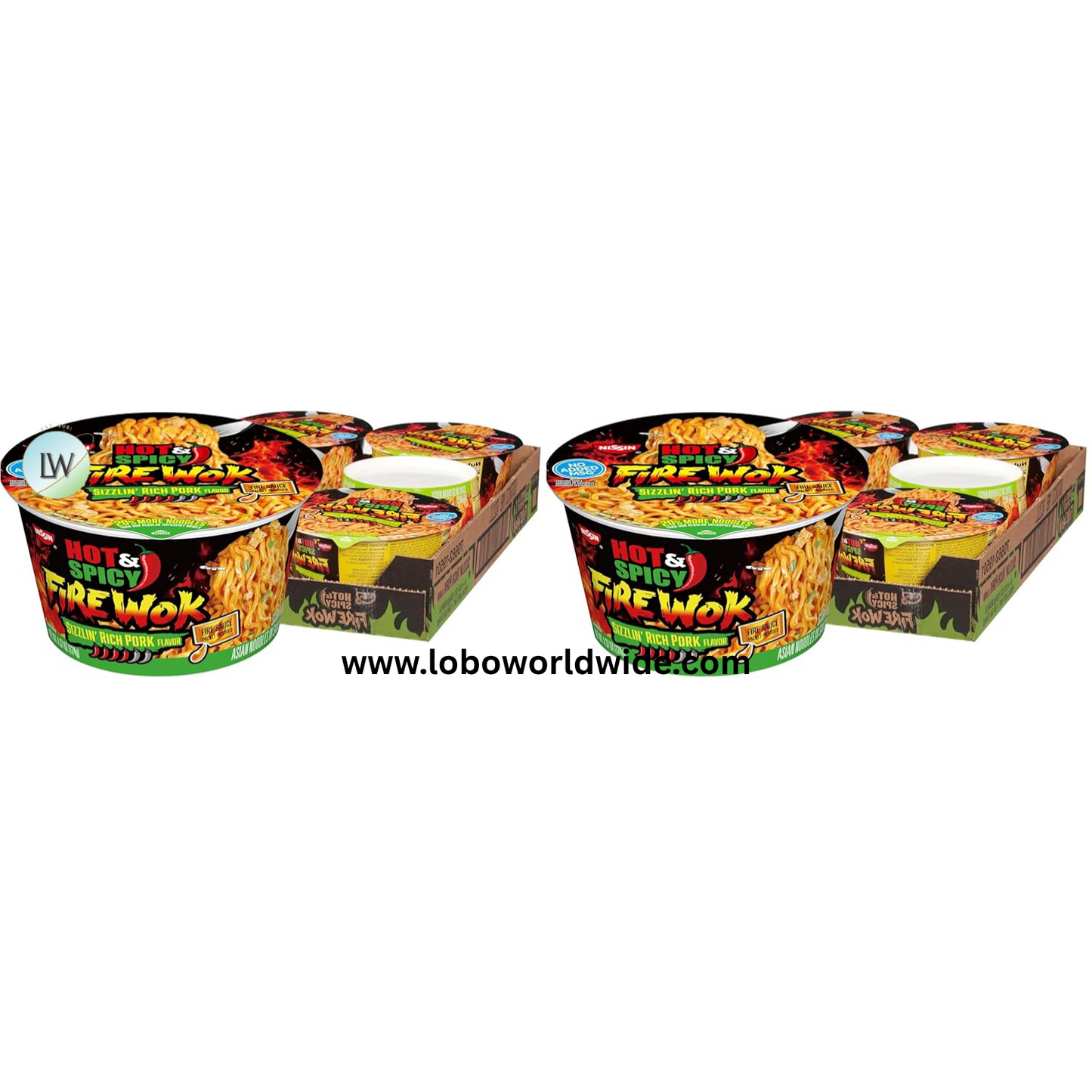 Nissin Hot & Spicy Fire Wok, Sizzlin' Rich Pork, 4.37 Ounce