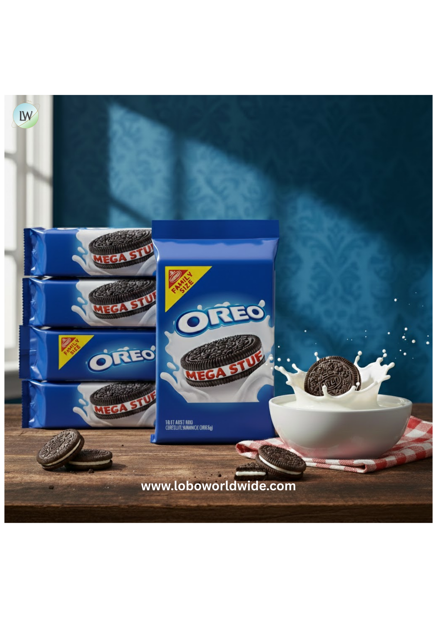 (4 pack) OREO Mega Stuf Chocolate Sandwich Cookies, Family Size, 17.6 oz