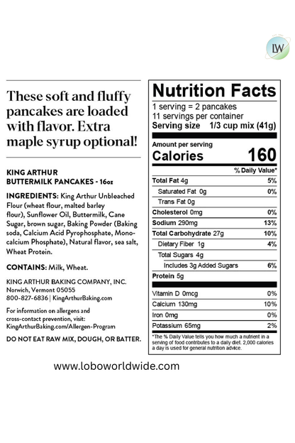 King Arthur Buttermilk Pancake Mix 16 Oz