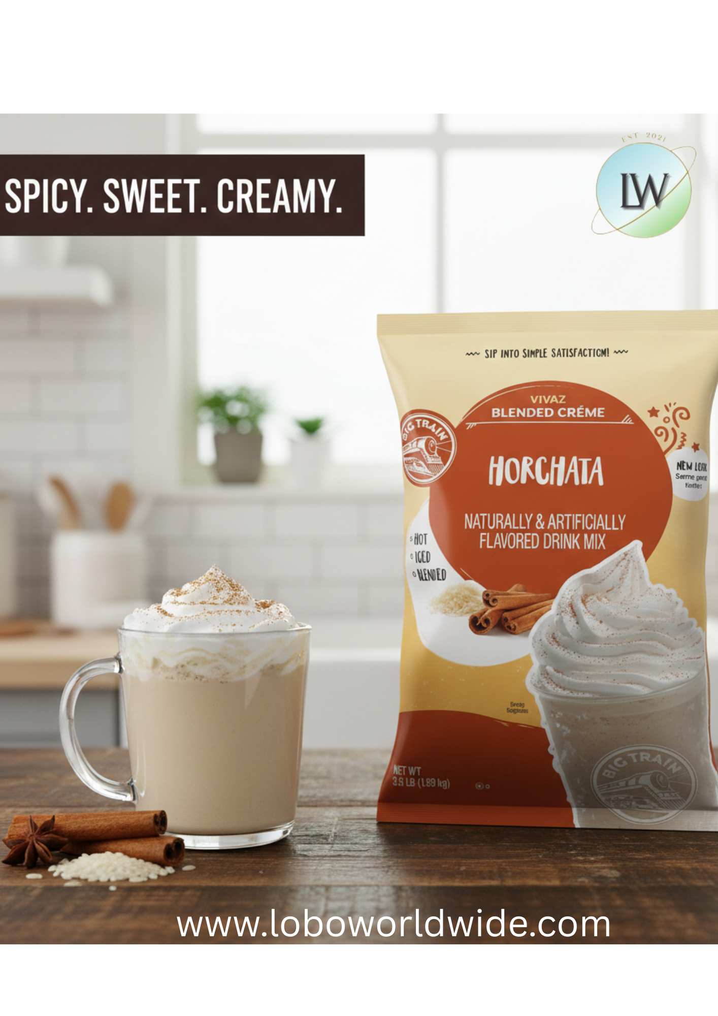 Big Train 3.5 lb.  Blended Ice Coffee Mix-5/case & 4/case (various flavours)