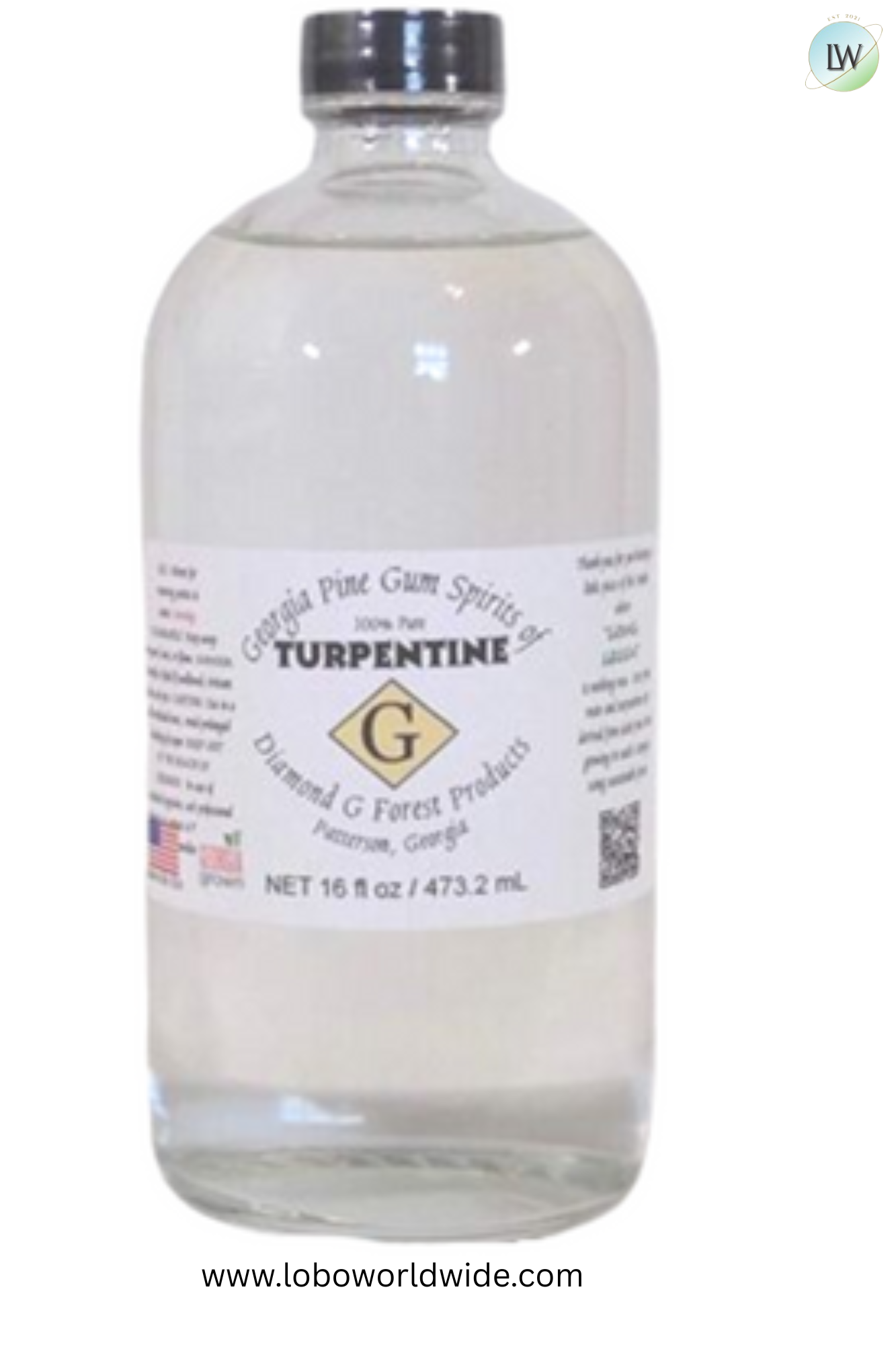 100% Pure Gum Spirits of Turpentine from Diamond G Forest (Various Sizes)