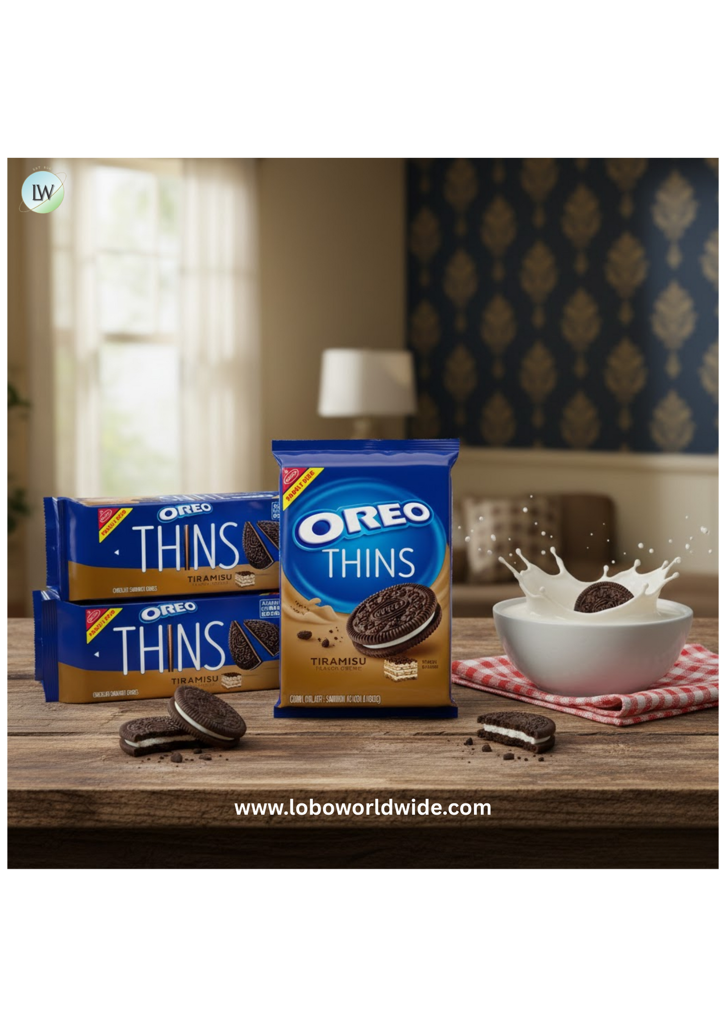 (3 pack) OREO Thins Tiramisu Creme Chocolate Sandwich Cookies, Family Size, 11.78 oz