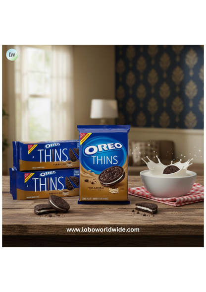 (3 pack) OREO Thins Tiramisu Creme Chocolate Sandwich Cookies, Family Size, 11.78 oz
