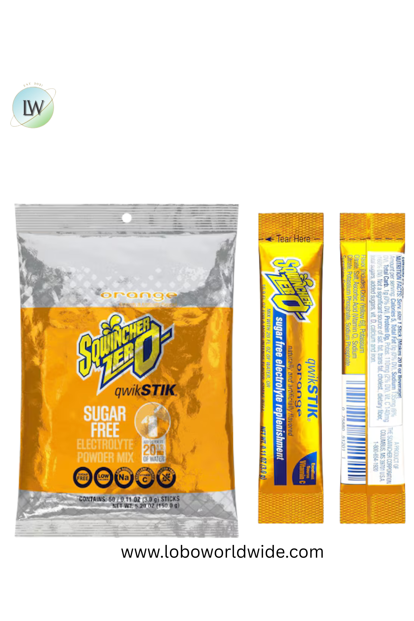 Sqwincher Qwik Stik, Sugar Free Drink Mix Powder, 20 oz Yield per .11 oz Pack,50PK(Various Flavours)