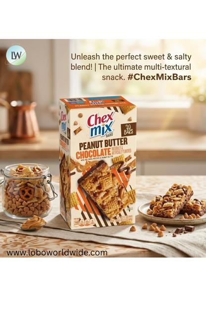 Chex Mix Peanut Butter Chocolate Treat Bars, (Pack of 20)