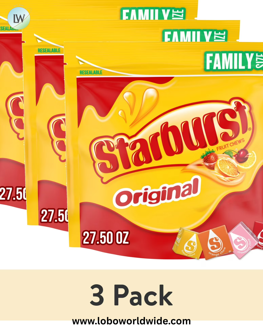 Starburst Original Fruit Chewy Candy Family Size 27.5 Ounce Resealable Bag