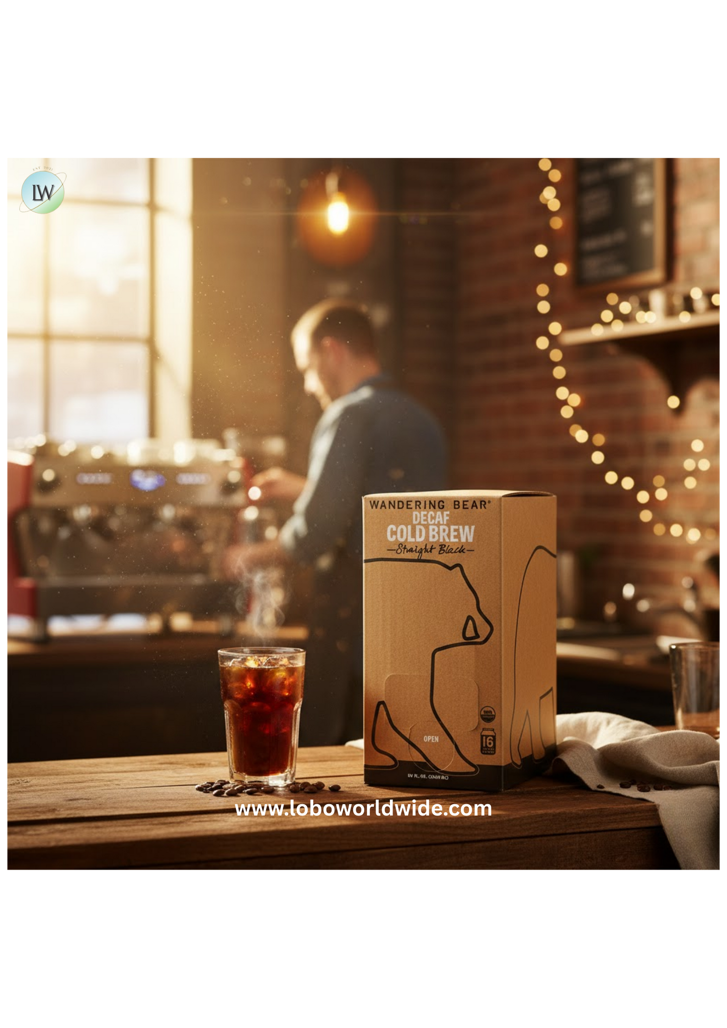 Wandering Bear Bag in Box Organic Straight Black Decaf Cold Brew Coffee 96 fl. oz.