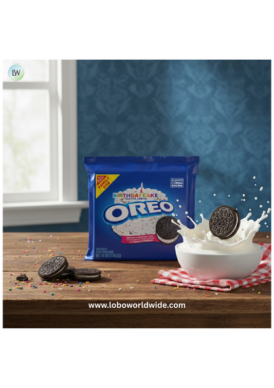 OREO Birthday Cake Creme Chocolate Sandwich Cookies, Family Size, 17 oz