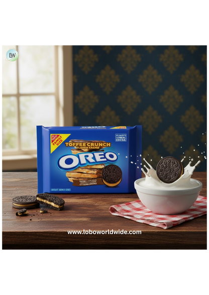 OREO Toffee Crunch Creme with Sugar Crystals Chocolate Sandwich Cookies, Family Size, 17 oz