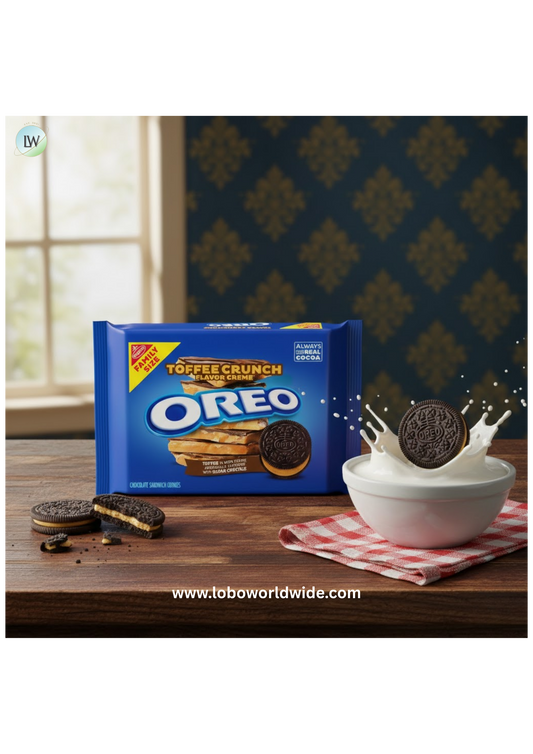OREO Toffee Crunch Creme with Sugar Crystals Chocolate Sandwich Cookies, Family Size, 17 oz