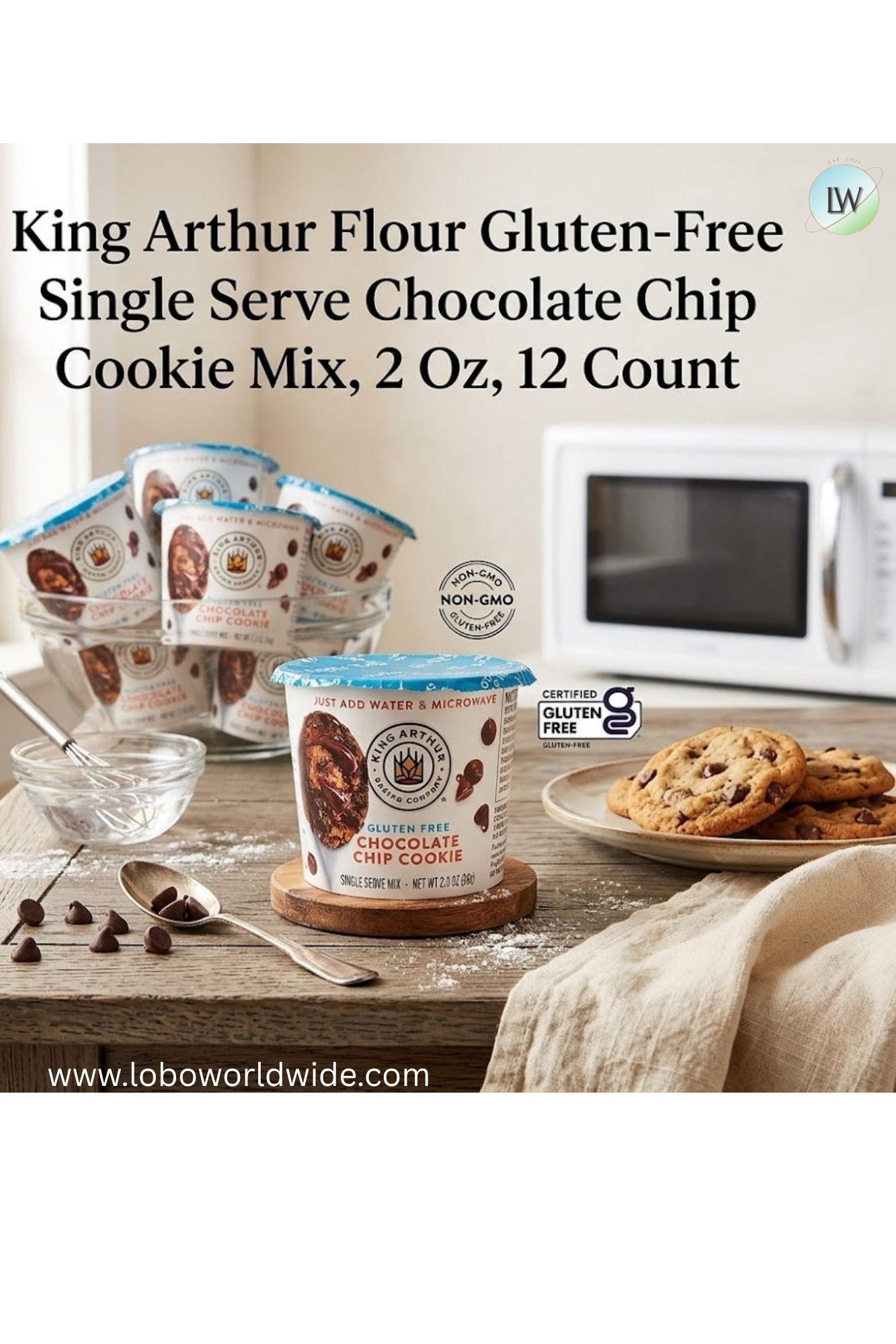 King Arthur Flour Gluten-Free Single Serve Chocolate Chip Cookie Mix, 2 Oz (Pack of 12)