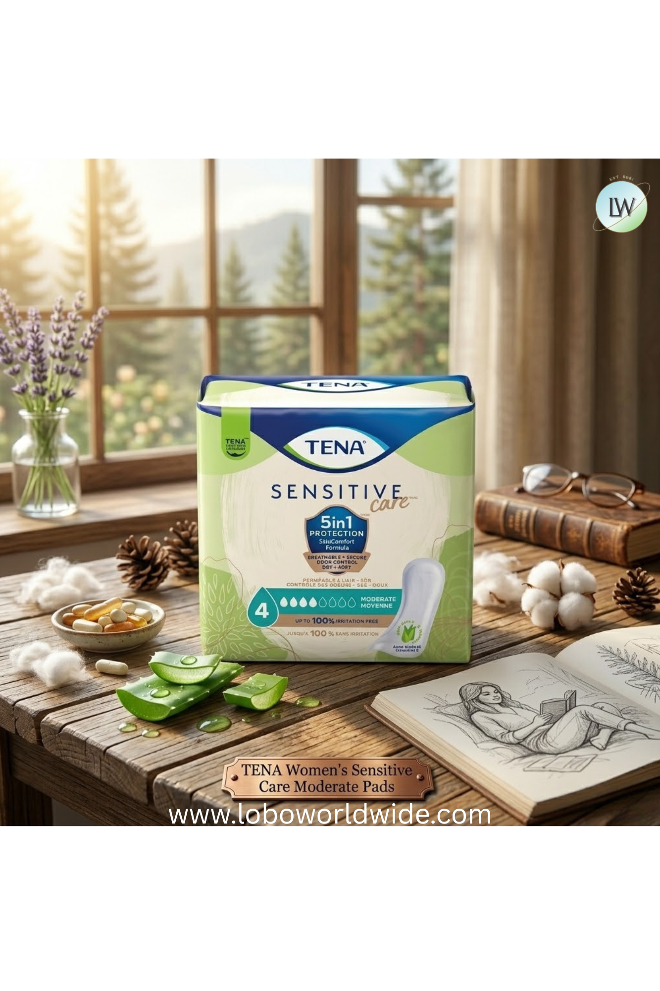 TENA Women's Sensitive Care Moderate Pads Extra Coverage