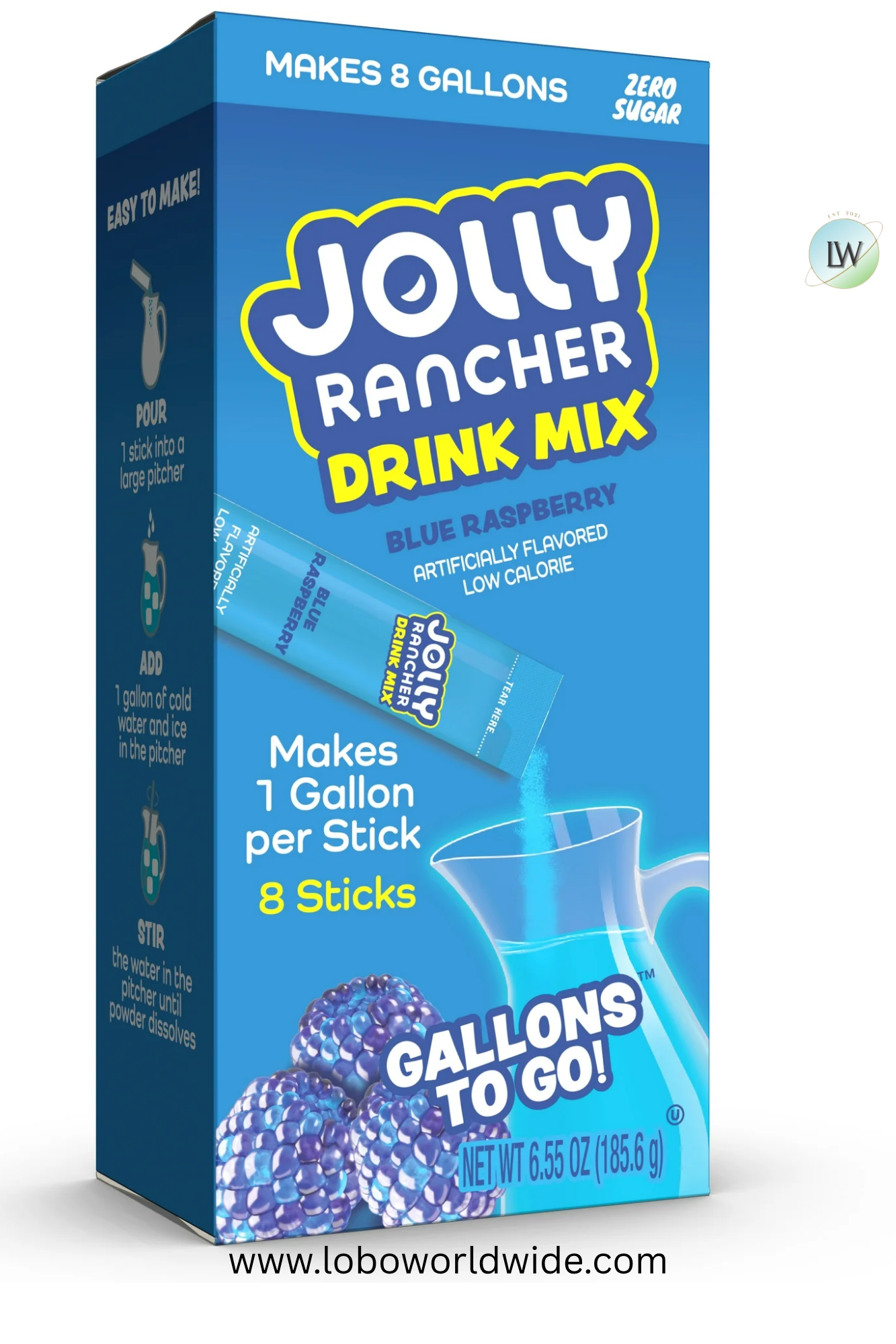 Jolly Rancher Sugar Free Blue Raspberry Powdered Drink Mix, 0.82oz(Various Sizes)