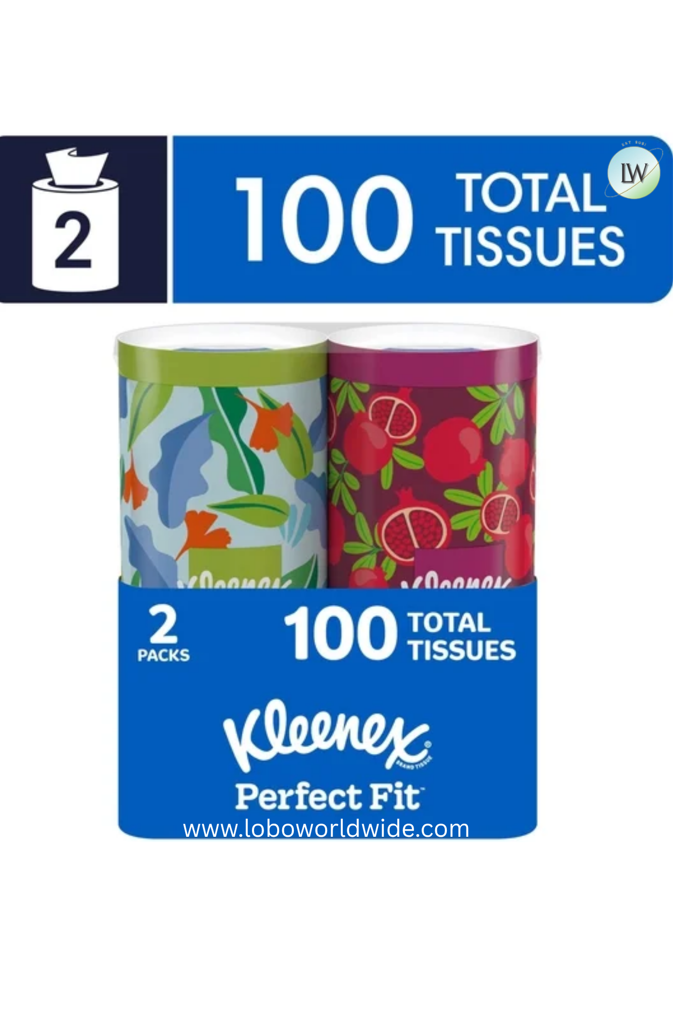 Kleenex Perfect Fit Facial Tissues,100 Tissues, 2-Ply (2 Canisters)