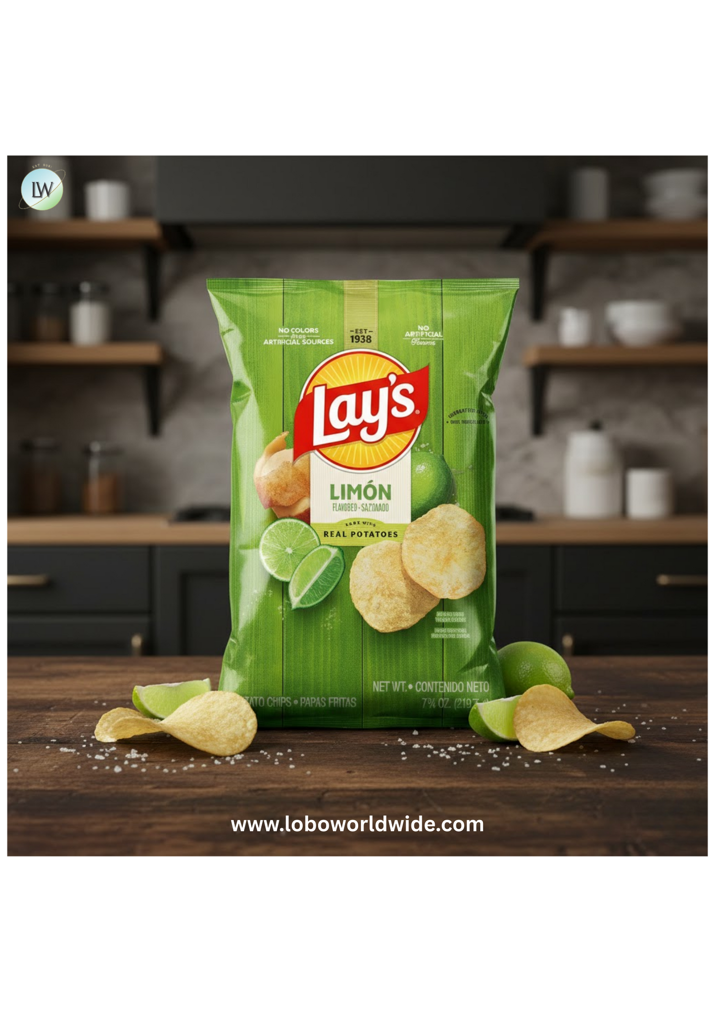Lay's Potato Chips, Limon Flavor, 7.75 oz Bag