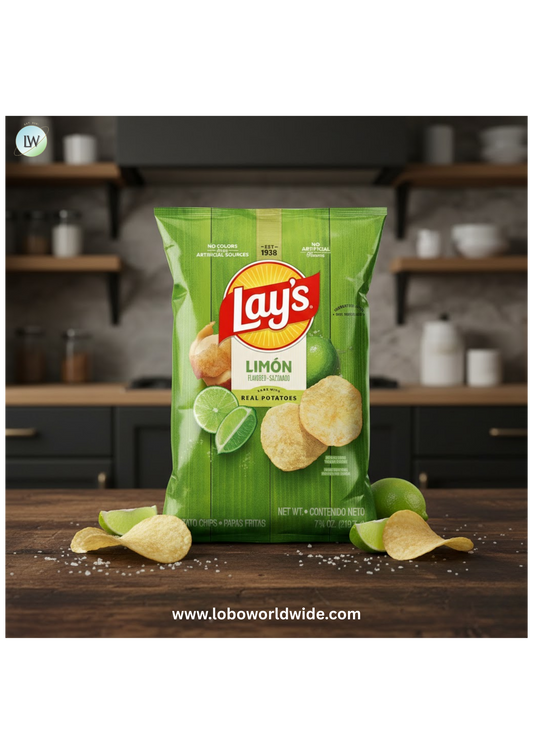 Lay's Potato Chips, Limon Flavor, 7.75 oz Bag