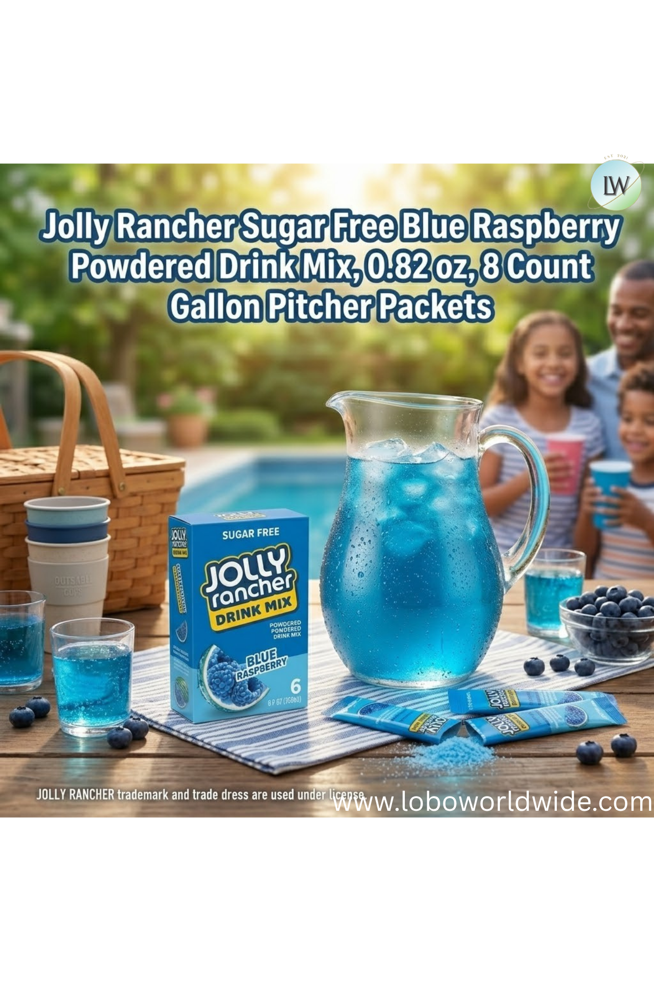 Jolly Rancher Sugar Free Blue Raspberry Powdered Drink Mix, 0.82oz(Various Sizes)