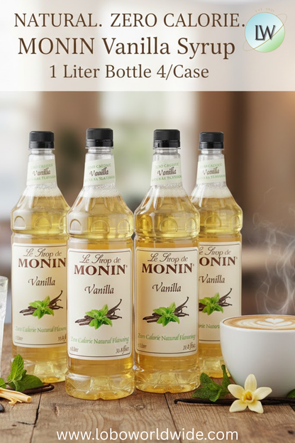 Monin Zero Calorie Natural Flavoring Syrup 1 Liter(Various Flavours)