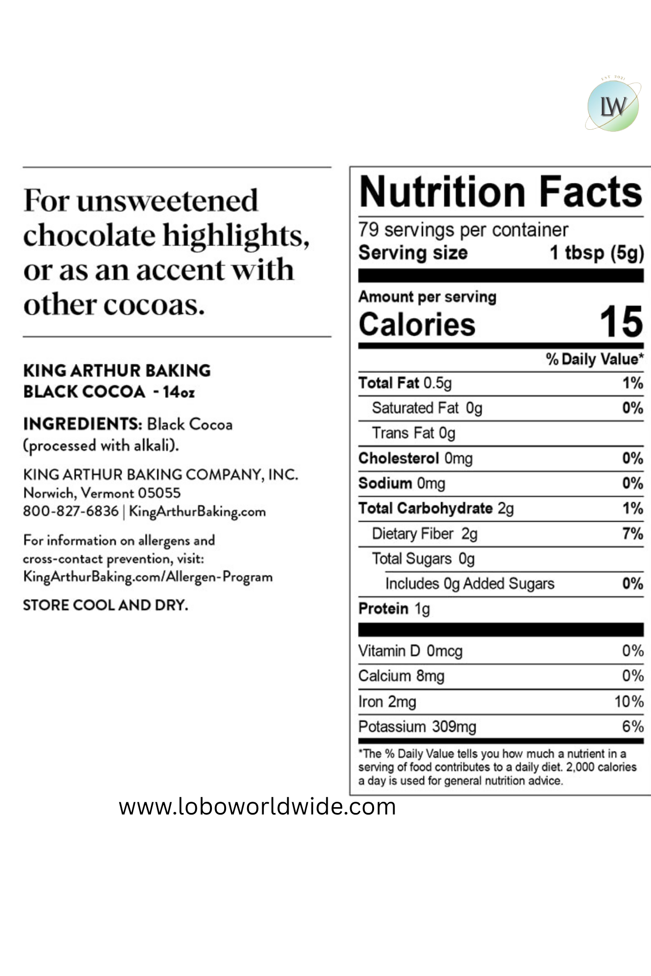 King Arthur Black Cocoa 14oz