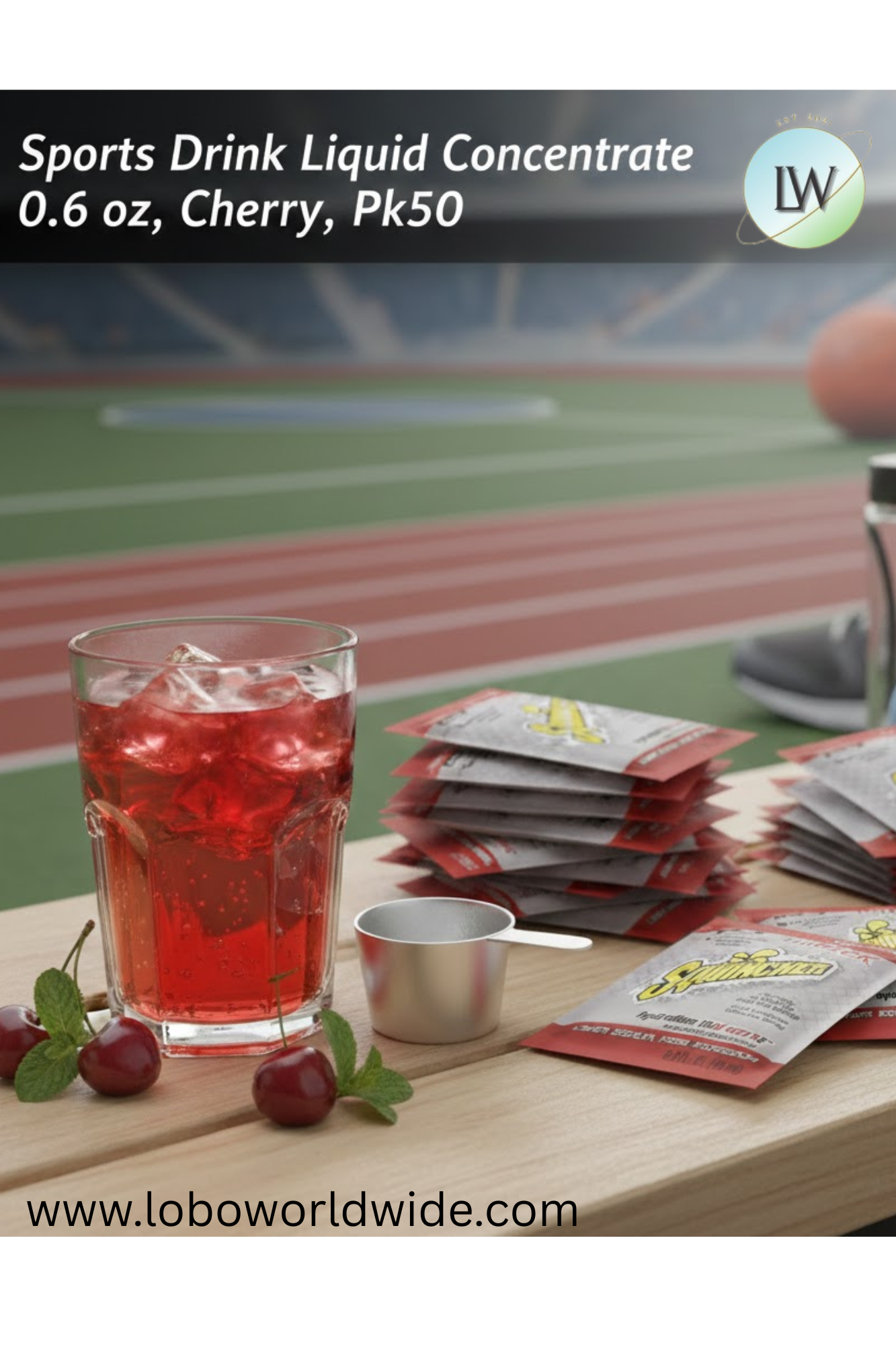 Sports Drink Liquid Concentrate 0.6 oz., Cherry, Pk50