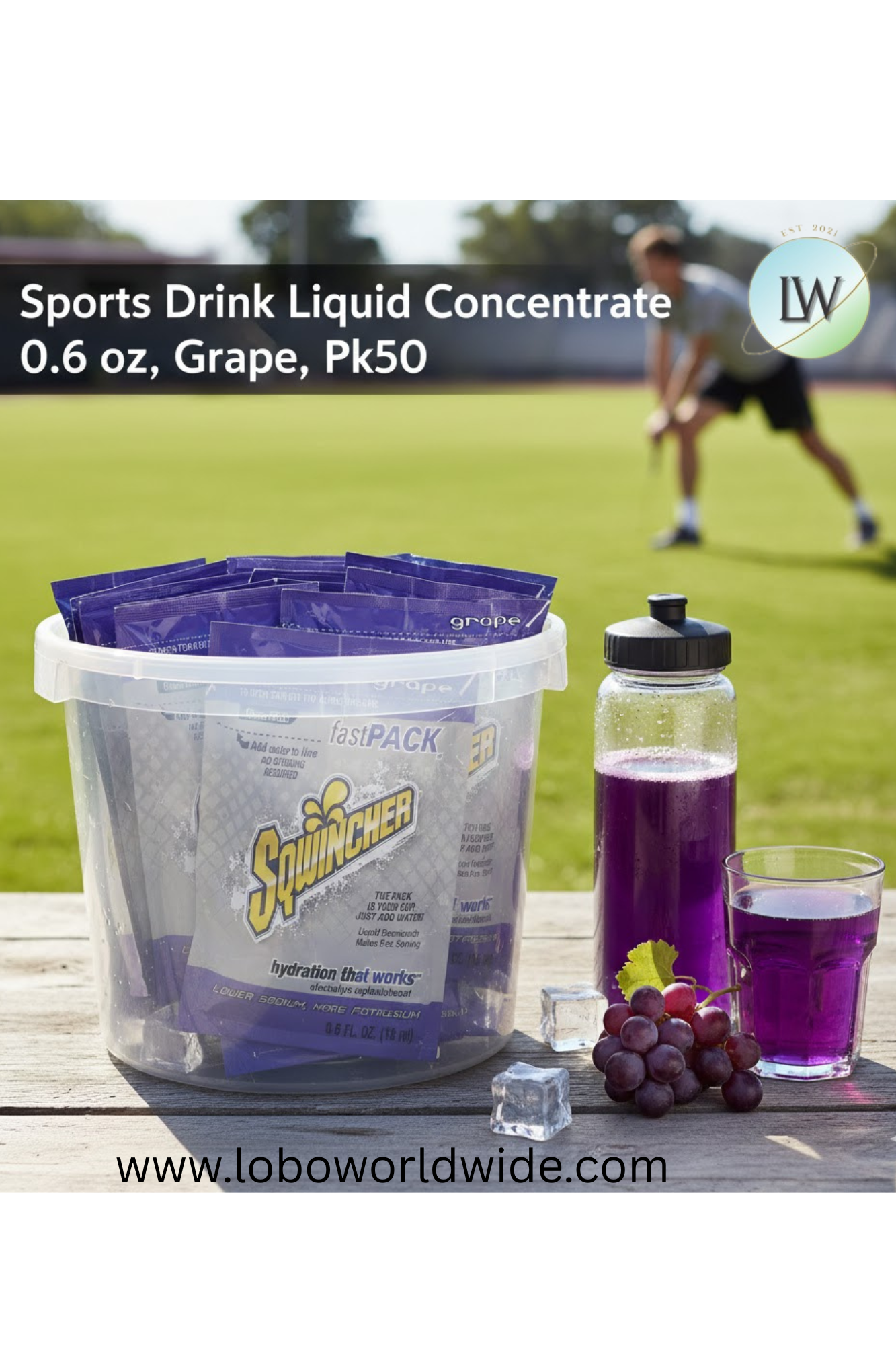 Sports Drink Liquid Concentrate 0.6 oz., Grape, Pk50