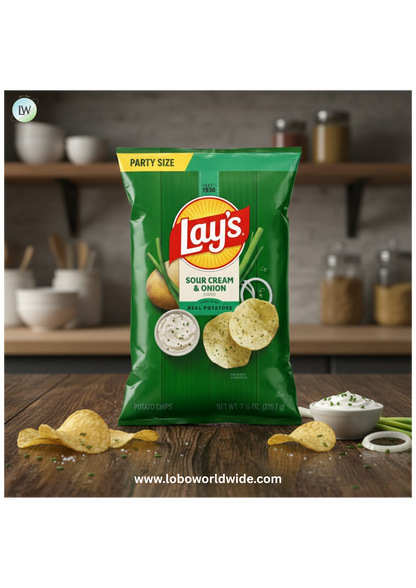 Lay's Sour Cream & Onion Flavor Potato Chips, 7.75 oz Bag