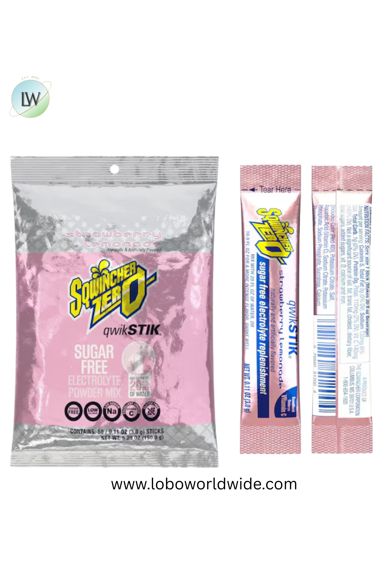 Sqwincher Qwik Stik, Sugar Free Drink Mix Powder, 20 oz Yield per .11 oz Pack,50PK(Various Flavours)