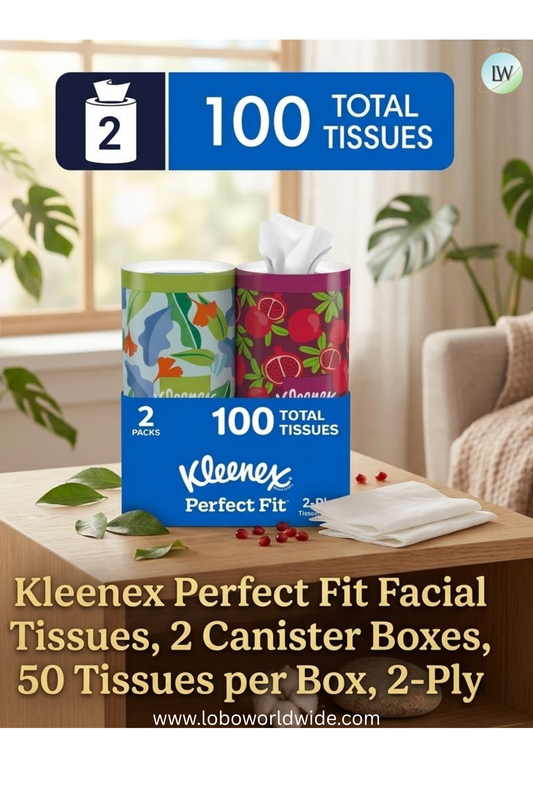 Kleenex Perfect Fit Facial Tissues,100 Tissues, 2-Ply (2 Canisters)