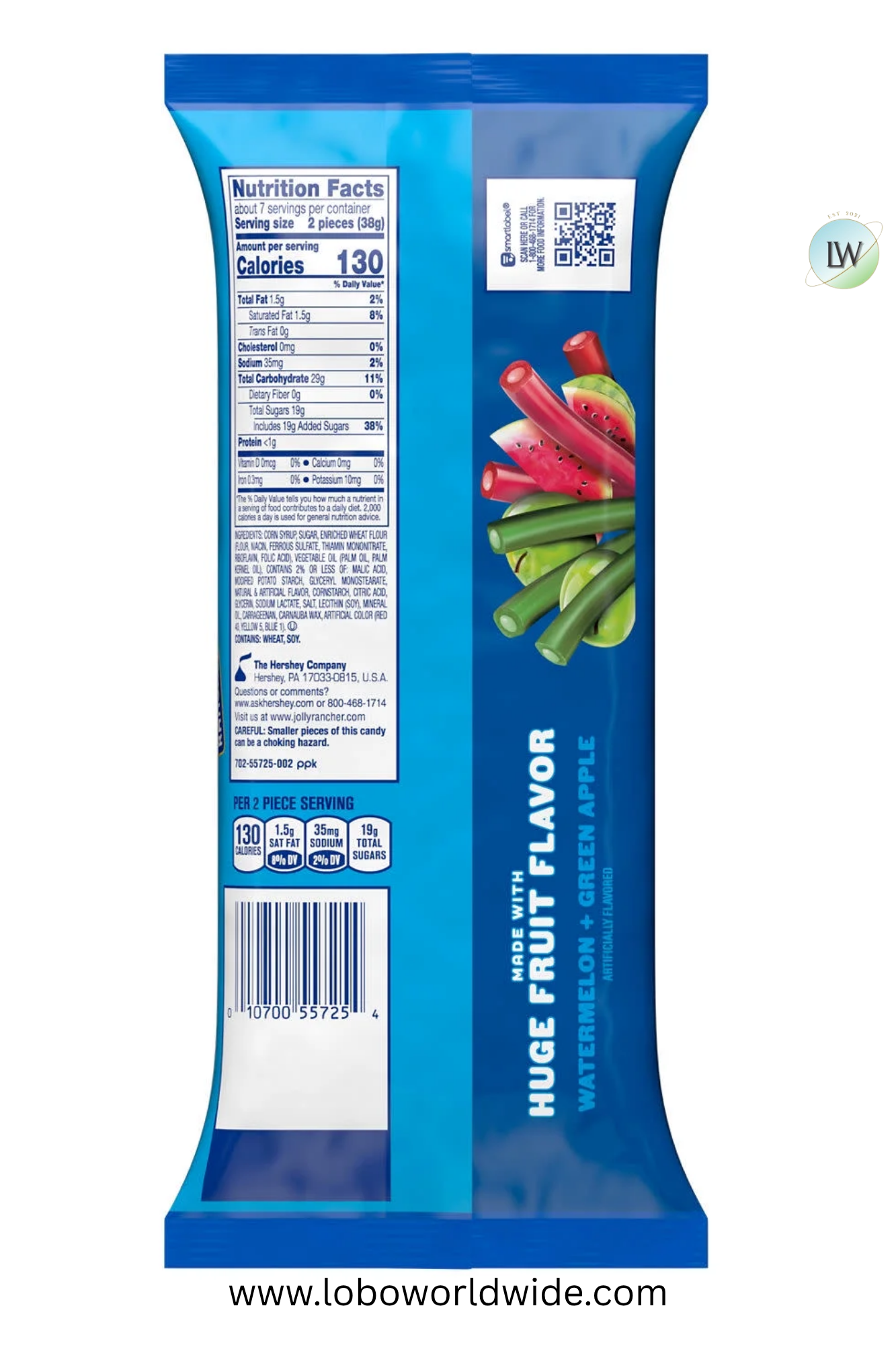 Jolly Rancher Ropes Watermelon and Green Apple Flavored Candy, Bag 10 oz(Various Sizes)