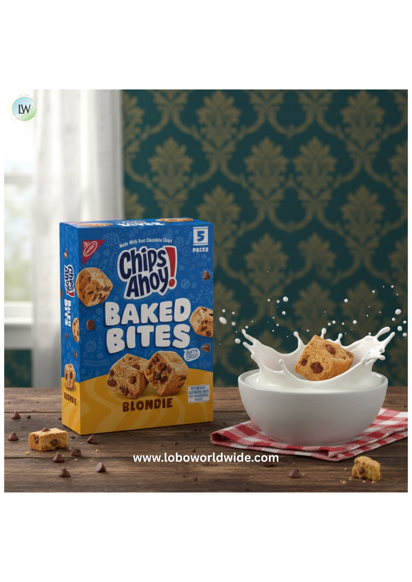 CHIPS AHOY! Chocolate Chip Cake Bites, Baked Blondie, 5 - 1.5 oz Packs Shelf Stable Cardboard Box