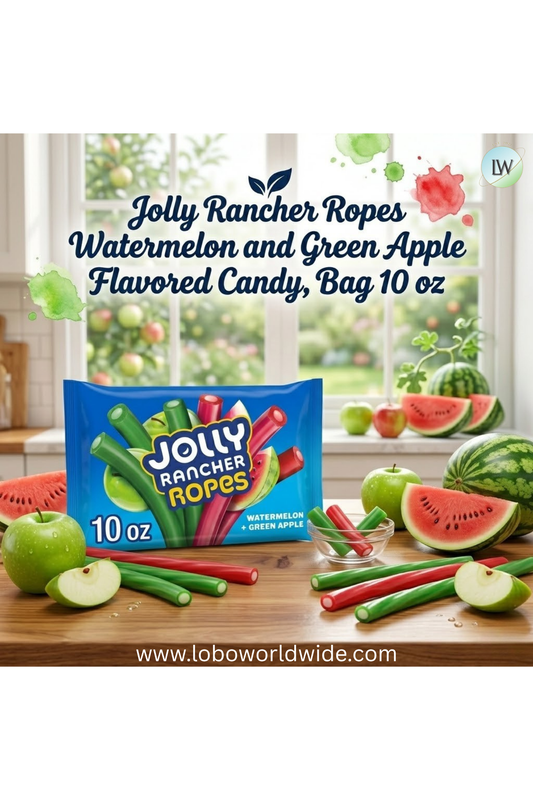 Jolly Rancher Ropes Watermelon and Green Apple Flavored Candy, Bag 10 oz(Various Sizes)
