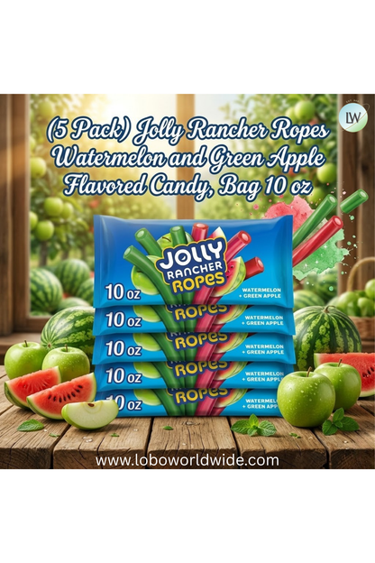 Jolly Rancher Ropes Watermelon and Green Apple Flavored Candy, Bag 10 oz(Various Sizes)