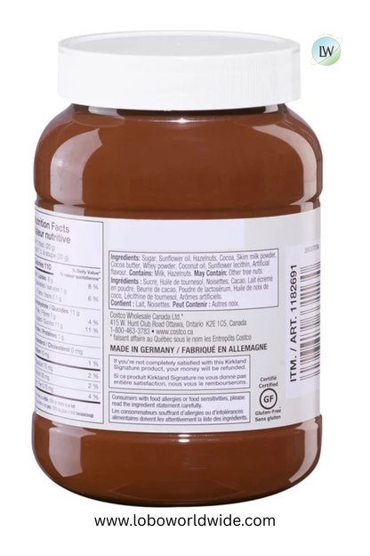 Kirkland Signature Hazelnut Spread with Cocoa, 1kg (Pack of 2)