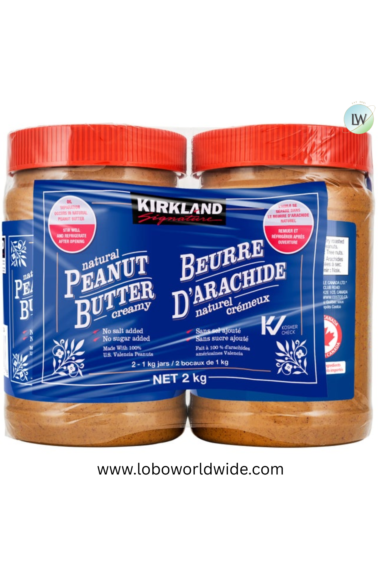 "Kirkland Signature Natural Creamy Peanut Butter, 1 kg, (Pack of 2) "