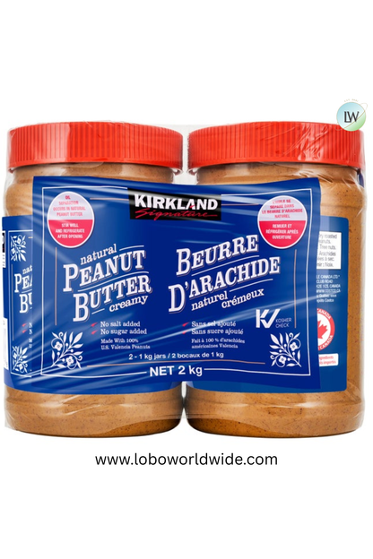 "Kirkland Signature Natural Creamy Peanut Butter, 1 kg, (Pack of 2) "