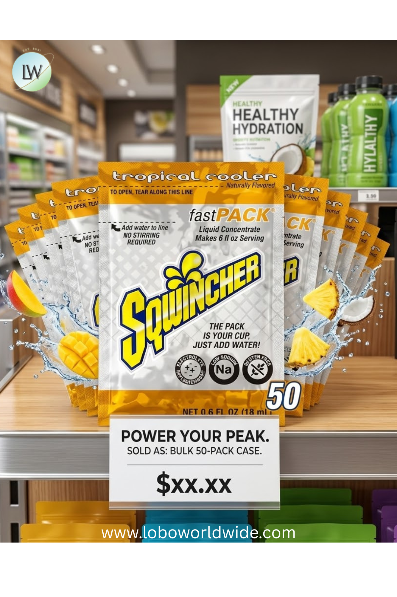 Sqwincher Sports Drink Liquid Concentrate 0.6 oz.,Pk50(Various Flavours)