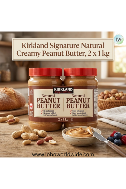 "Kirkland Signature Natural Creamy Peanut Butter, 1 kg, (Pack of 2) "